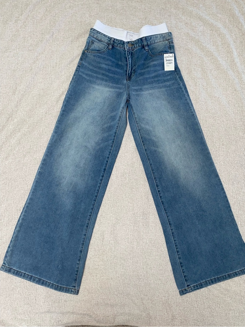 NWT PTCL Boxer Waistband High Rise Wide Leg Jeans Medium Wash Size 28